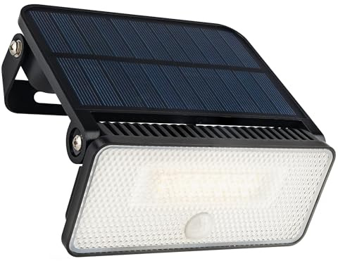 Brendz Solar Außenlampe mit Bewegungsmelder, 1000 Lumen, IP54 Wasserdicht, 3 Lichtmodi, Solar LED Strahler mit Bewegungsmelder Außen, Paso