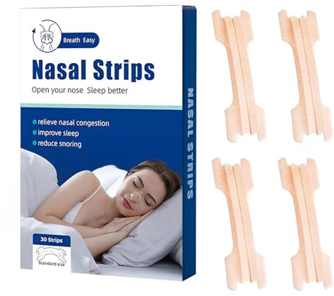 iLamvie 30 Pièces Nasal Strips Bandelette Nasales,55 * 16mm,Dispositifs Anti Ronflement Efficace, Ecarteur Nasal Taille Large Patch Anti Bandelette Nasales Pour Une Meilleure Respiration,Couleur Peau