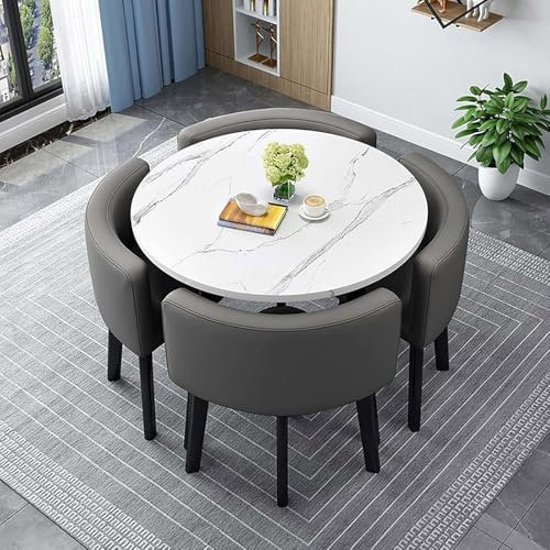 Quadratischer Konferenztisch Essgruppe mit 4 Stühlen 5-teiliges Wohnzimmer Rückenlehne Stuhl Set für Küche Büro 80.0 cm Tisch Modern Empfangsraum Möbel