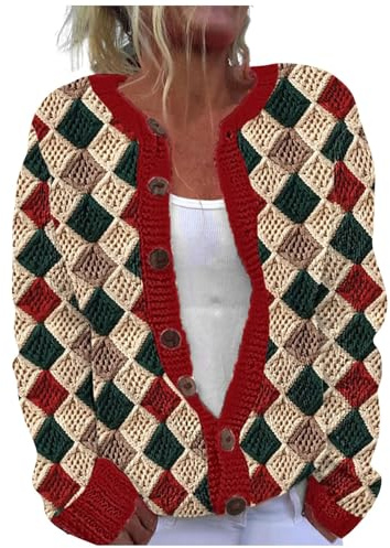 Cárdigan de punto de cachemira, multicolor, chaqueta de lana para mujer, cárdigan de punto grueso grueso con botones, parte superior corta, chaqueta gruesa de invierno cálido, cárdigan de punto grueso