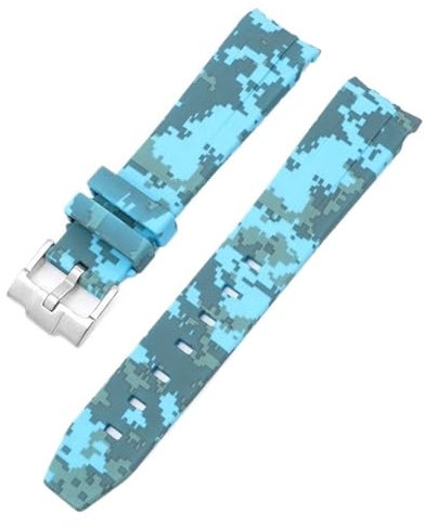 AXPTI Camouflage-Armband für Omega für Swatch MoonSwatch, gebogenes Ende, Silikon-Gummi-Armband, für Herren und Damen, Sportuhrenarmband, Zubehör, 20 mm, 20 mm, Achat