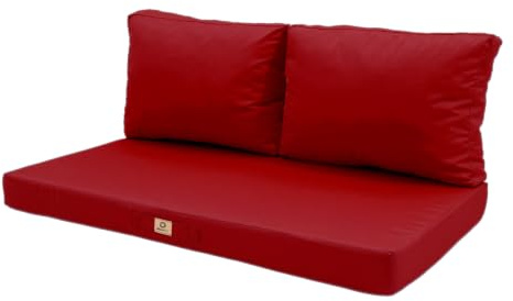 deco arts Coussins pour Salon de Jardin Déhoussable - Coussins extérieur - 100x50 cm - Coussin de Remplacement pour Fauteuil, Banc & Chaise d'extérieur - Imperméable & Confortable - Rouge