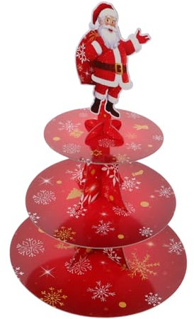 JEWEDECO Kuchenständer Papier Cupcake Display Halter Rack Weihnachten Santa Design Tortenständer Etageren-tablettständer Für Party Geburtstag Feiertage