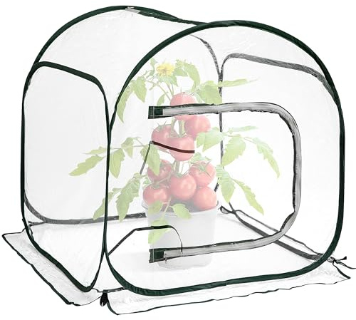 DECOHS 80.0 cm x 80.0 cm x 80.0 cm Mini PVC Pop Up Gewächshaus Transparent Pop Up Grow Gewächshaus Pflanzenabdeckung Kleine Gartenpflanze Blume Warmes Haus für Kältefrostschutz Indoor & Outdoor