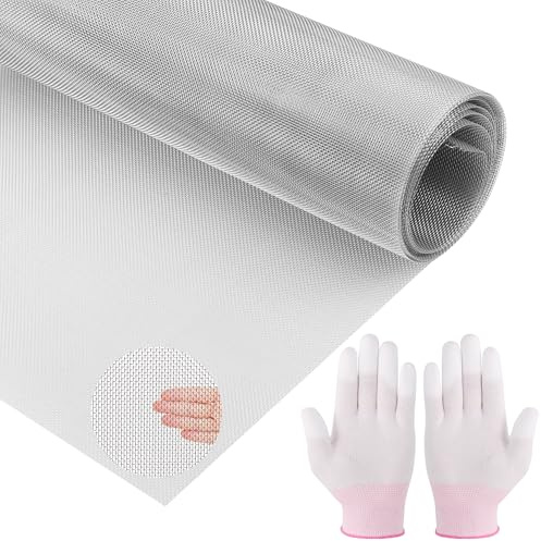 Hejo Drahtgitter Feinmaschig, 300 x 30 cm Wire Mesh für Mäuse, 304 Edelstahl Mäusegitter Wühlmausgitter, Langlebig Insektengitter mit Handschuh, Metallgitter für Insekten und Nagetiere Vorbeugen