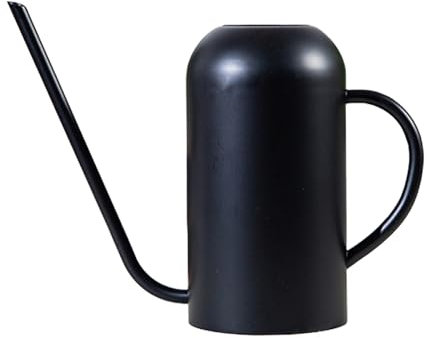 Hervidor de riego de flores de boca larga popular retro de metal, maceta grande de acero inoxidable, gran capacidad, lata de flores de bronce (negro, talla única)