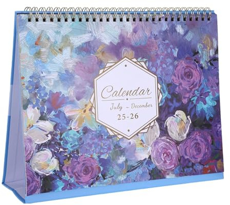 Desk Calendar 2026 UK, Academic Monthly Planner, 18-Month Desk Calendar to December 2026, Floral Office Calendar with Notes Section, Thick Paper Flip Calendar for Home, School & Work