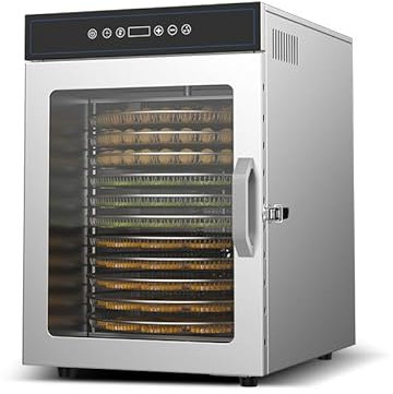 Essiccatore per alimenti con 12 vassoi in acciaio inossidabile, 1000 W, essiccatore commerciale per alimenti e frutta, per snack, carne, cereali ed erbe aromatiche