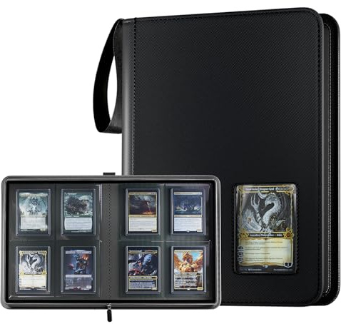 ProCase 4 Pocket Top Loader Binder, Holding 144 Cards in 3x4 Toploaders, Side Loading Small Book Folder with Clear Window for Pokemon, Trading, Sports Cards Collection TCG, MTG -Black
