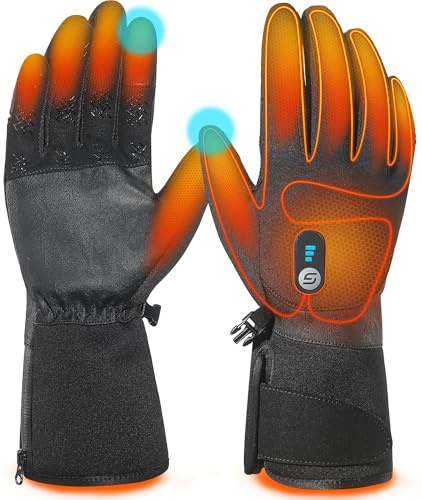 JS LifeStyle Heated Gloves for Men Women HG-05,7.4V 3000mAh Rechargeable Battery Wear-Resistant Heated Work Gloves with Touch Screen and Light-Off Design for Winter Driving Cycling Motorcycle