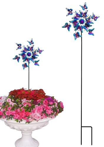 Girouette D'Extérieur Décorative - Décoration Extérieure Girouettes Métal pour Jardin - Mobiles Sculpturaux Design Papillon avec Piquet pour Décor de Terrasse, Porche et Extérieur