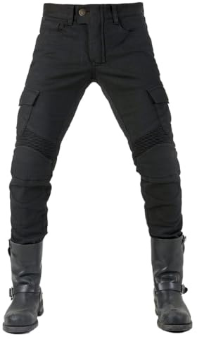 VOLERO® Original Motorradhose Herren JES-06 | Motorrad Jeans mit Protektoren | 97% Baumwolle + 3% Elasthan | Stretch-Einsätze & Abnehmbarer Schutz | Für Alltag & Tour