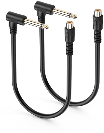 SinLoon Cavo audio mono RCA a 6,35 mm, 0,3 m, rivestimento in PVC nichelato, cavo audio RCA a 1/4 mono per amplificatore per chitarra, impianto PA (R F to 6.35)