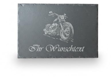Schieferplatte, Servierplatte mit verschiedenen Motiven, Schiefertafel personalisierbar mit Gravur 30 × 20 cm, Naturschiefer, Rechteckig, Grau, für Käse, Sushi und Antipasti, personalisierte Geschenke