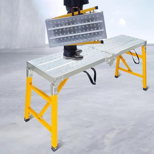 TT-YEC Taburete De Paso De Andamio Elevable, Banco De Trabajo De Decoración Del Pintor, Plataforma De Andamio Plegable Ligero, 500 Kg De Carga, Con Pies De Goma Que No Se Deslizan,Length 180cm