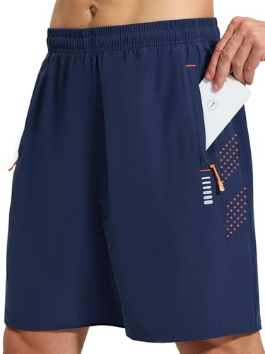 Cimic Shorts de Sport pour Hommes avec Poche Zippée Running Fonctionnel | Bandes réfléchissantes, respirant à séchage rapide, adapté au sport, à la course à pied et à la tennis