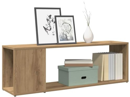 Holamys TV-Schrank Artisan-Eiche 100x24x32 cm, Holzwerkstoff Lowboard mit reichlich Stauraum für Wohnzimmer, modernes Medienregal für DVD-Player und Bücher