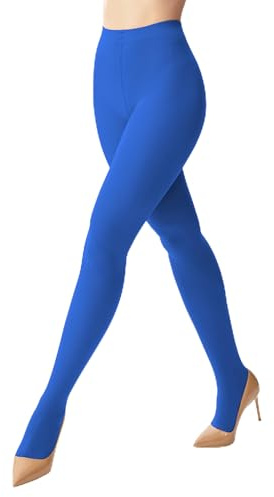 leg elegant Women's 80 Den Microfiber Soft Opaque Tights Pantyhose (Royal Blue, S/M)