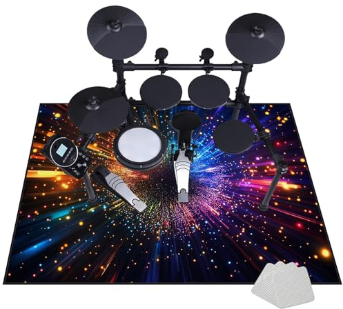 JaevKwzy 180 x 140 cm Elektronisch Schlagzeug Teppich Snare Drum Rug - Schallschutz Teppich - Schallschutzmatte - Drum-Teppich - rutschfeste Trommelmatte - Schalldicht Teppiche