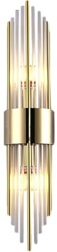 Crystal Wall Lamp, Modern Clear Glass Wall Sconces, Luxury Titanium Wall Light Fixture for Bedroom Living Room Bathroom Vanity Mirror (Gold, Warm White,35cm, 10W)