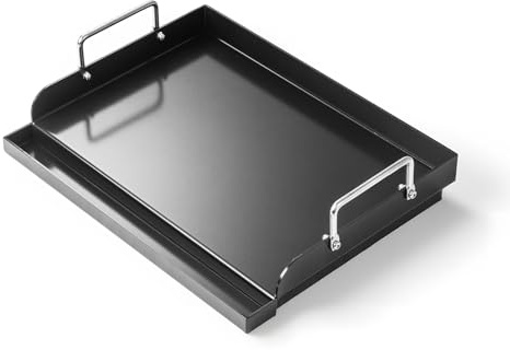 Plancha universelle pour barbecue à gaz, barbecue au charbon de bois, barbecue électrique et plus encore, plancha universelle avec poignée amovible, plaque de cuisson noire, 43 x 33 cm, revêtement