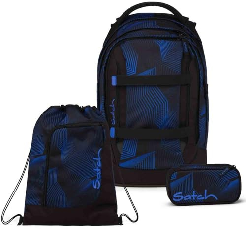 Satch Pack Schulrucksack Set 3tlg. inkl. Schlamperbox und Sportbeutel (Seismic Blue)