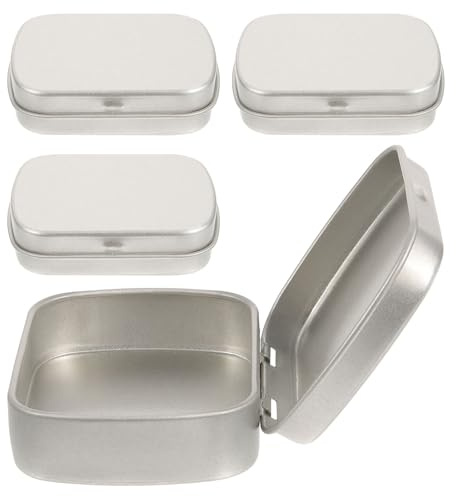 NESTINGHO Kleiner Metalldose 4 Stück 58X45X15mm aus Metall mit Deckel für Schmuck und Ordnungsbox Bastelmaterial