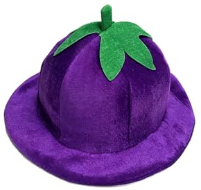 OhMill Funny Fruit & Vegetable Hat Watermelon Orange Aubergine Strawberry Food Plush Costume Hats Party Accessory for Carnival Halloween Easter Decoration Costume for Women Men Adults