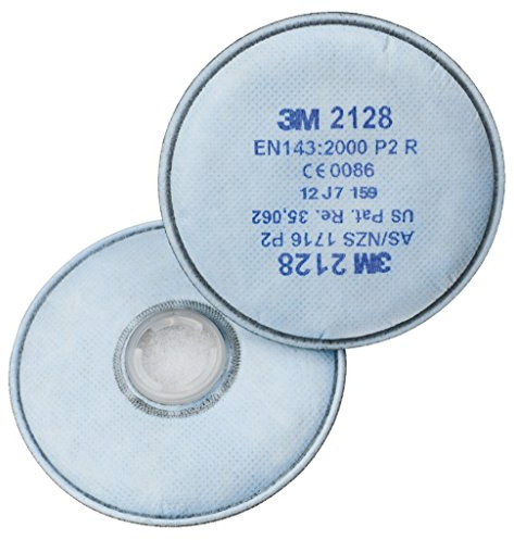 3M 2128 Lot de 10 filtres à particules solides pour vapeurs organiques et particules de gaz acide, type P2R