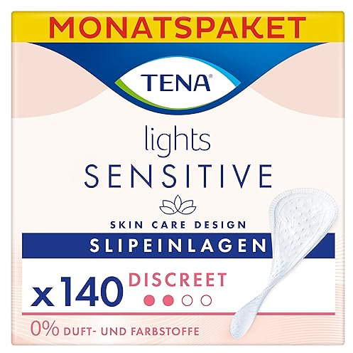Tena Lights Sensitive Discreet, Monatspaket (5 Packungen je 28 Einlagen), 140 Einlagen