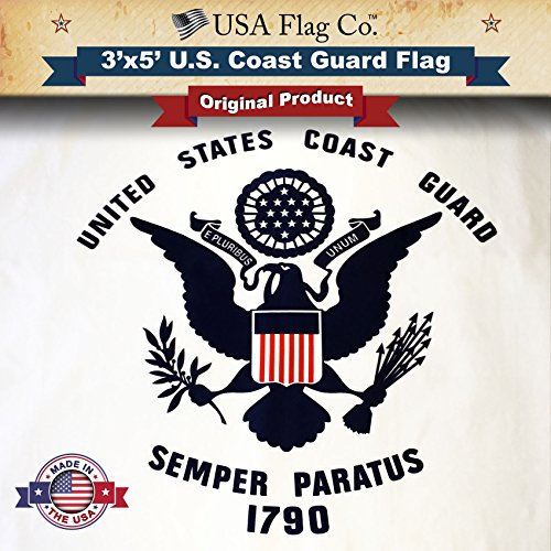 US Coast Guard Flagge von USA Flagge Co. ist 100% American Made: Das Best 3 x 5 Outdoor USCG Flaggen, (Made in USA) für PRIME Mitglied und Amazon A bis Z Garantie.