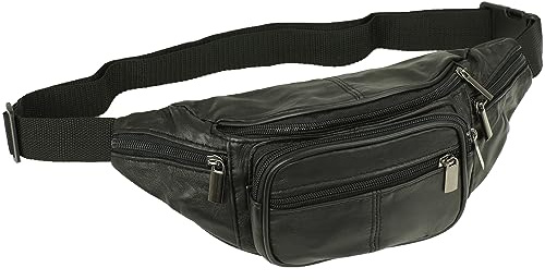 Gürteltasche Bauchtasche Hüfttasche Schwarz Echt Leder Umhängetasche