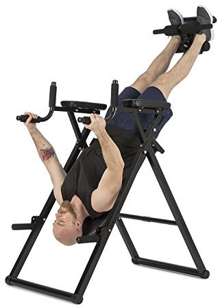 Klarfit Power-Gym - Inversionsbank, Hang-Up-Rückentrainer, Rücken-Bank, 6-in-1-Multitrainer, Inversion, Push-Ups, Squats, Chin-Ups, Dips & Ab-Training, bis 120 kg, verstellbar, schwarz
