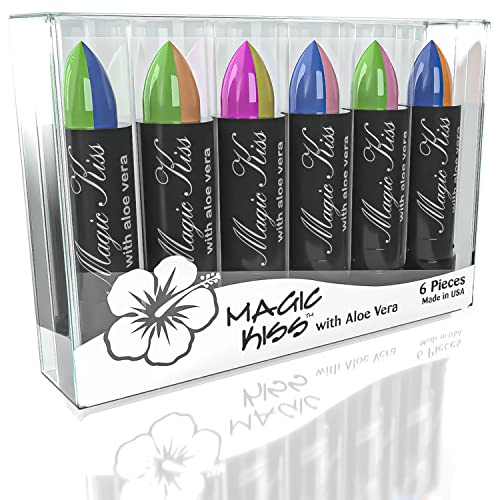 Magic Kiss Lipstick Set Aloe Vera Colour Changing Split Colours 6 Pack