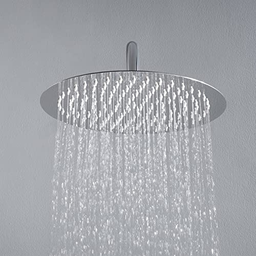 JOHO Regendusche Duschkopf aus 304 Edelstahl, 12 Zoll Regenduschkopf Kopfbrause mit Anti-Kalk-Düsen, Rund Brausekopf Einbauduschkopf 30cm Chrom