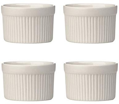 Kabalo Souffle Dessert, Pudding, Snack, Muffin, Cupcake & Crème Brulee Bowl Set Of 4 Beige Kitchen Ceramic Ramekin Dish