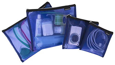 Travelon Set of 4 Mesh Pouches, Blue, 9.5 x 12.75 x 0.5
