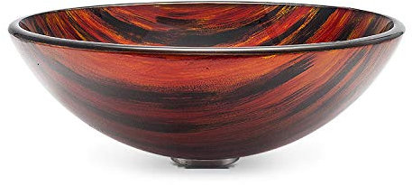 XMZFQ Badezimmer Künstlerisches Sinks rundes Glas Schiff Bowl Waschbecken Aufsatz- Waschschüssel mit Pop-up-Drain & Montagering,B