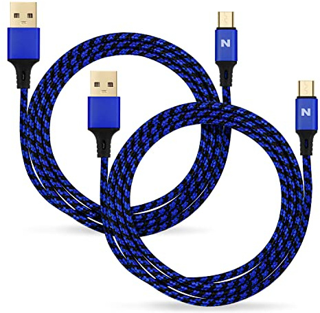 NITHO Câble Micro USB, [Lot de 2, 4M] Câble de Charge Rapide Micro USB pour Manette PlayStation 4, Xbox One et les Appareils de Micro-B, Nylon Tressé Micro-B Câbles pour Tablettes/Smartphones - Bleu