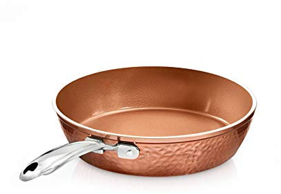 GOTHAM STEEL Hammered Copper 12 Inch Nonstick Skillet, Aluminum, Induction Compatible, Easy Release, Even Heat Distribution