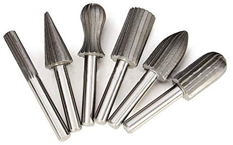 JINGERL 6pcs/Set Bearing Steel Burr Milling Cutter 6mm Shank Rotary Tools Electric Grinding Metal Graver Tools Accessories