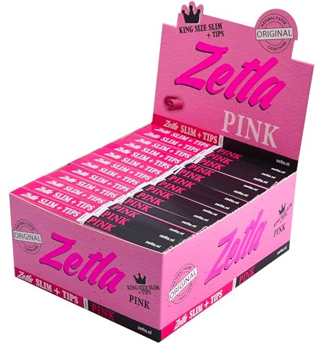 Rolling Papers Zetla Pink + Filter K/S Slim - Zigarettenpapier 26 Heftchen 33 Blättchen