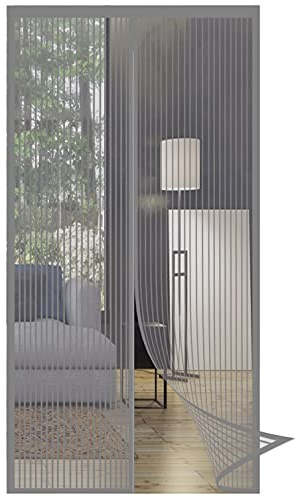 MagnéTique Moustiquaire 85x190cm Mailles Très Fines Moustiquaire Fenetre Enroulable Permettant à l’air de Circuler, pour Porte d'Entrée Intérieur/Porte Cave/Couloirs, Gris