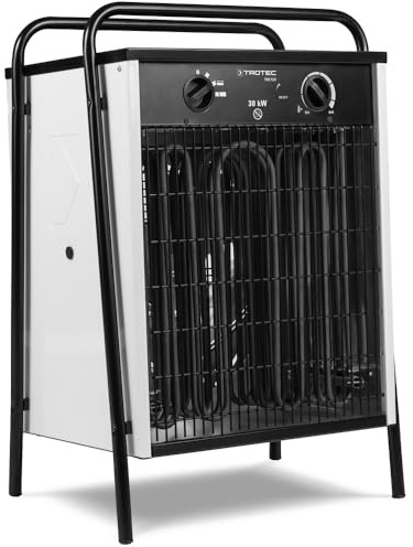 TROTEC Riscaldatore elettrico TDS 120 termoventilatore riscaldatore da costruzione potenza termica 30.000 W volume d'aria 1.980 m³/h aumento della temperatura 130 °C 3 livelli di riscaldamento motore