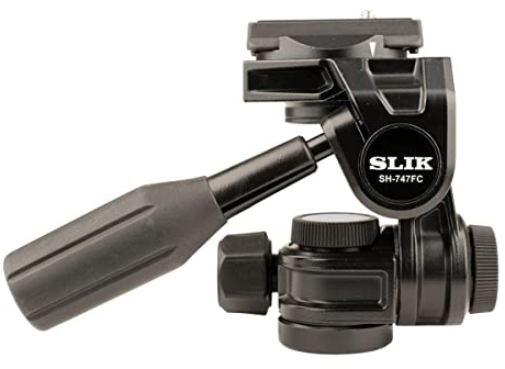 SLIK SH-747FC 3-Way Pan Head w/Friction Control and Arca-Type Quick Release Plate-747FC 3-Way Pan Head w/Friction Control and Arca-Type Quick Release Plate, Black (618-840)