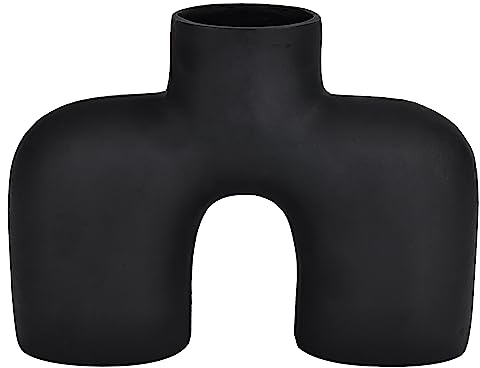 EGLO LIVING Metallvase Brower, minimalistische Deko Vase | Dekovase für Wohnzimmer, Blumenvase aus Metall in Schwarz, Tischdeko 18 cm