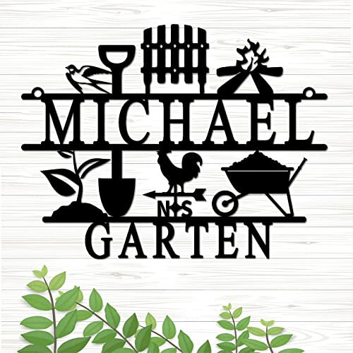LZXSXZ Personalisiert Türschild Monogramm Namensschild Willkommen Garten Haustür Dekor Dekoschild Personalisierter Metall Schild Personalisiertes Geschenk Schilder Selbst Gestalten Kunstdekor