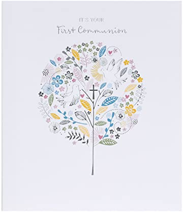 UK Greetings Biglietto per la prima comunione con busta, motivo floreale albero