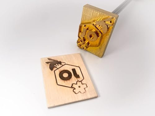 Dein Brandstempel elektrischer Initialen im Motiv Biene mit Blume für Holz, Leder, Pappe - personalisiertes Brandeisen für Imker, individueller Brennstempel für Bienenbeuten in 50 x 90 mm
