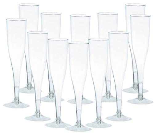 eBoutik - Set of 12 Reusable Champagne Flutes – Elegant Disposable Glasses for Christmas Parties, New Year’s, Weddings, BBQs & Festive Celebrations
